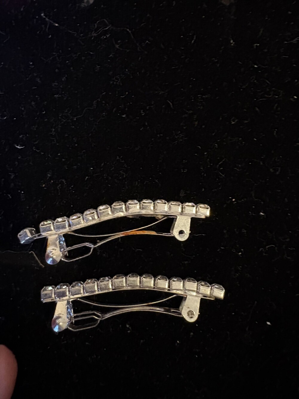 Silver Tone Rhinestone Hair Barrette Set of 2